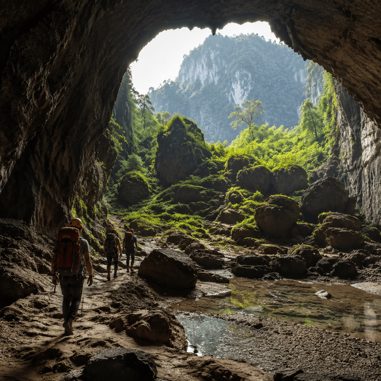 Photorealistic editorial travel photograph in Across Vietnam. Subject: Photorealistic editorial travel photograph in Across Vietnam. Subject: How to Visit Son Doong and the Caves of Phong Nha: A Pract