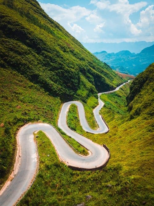 View of the road through Quan Ba district on the Ha Giang Loop.