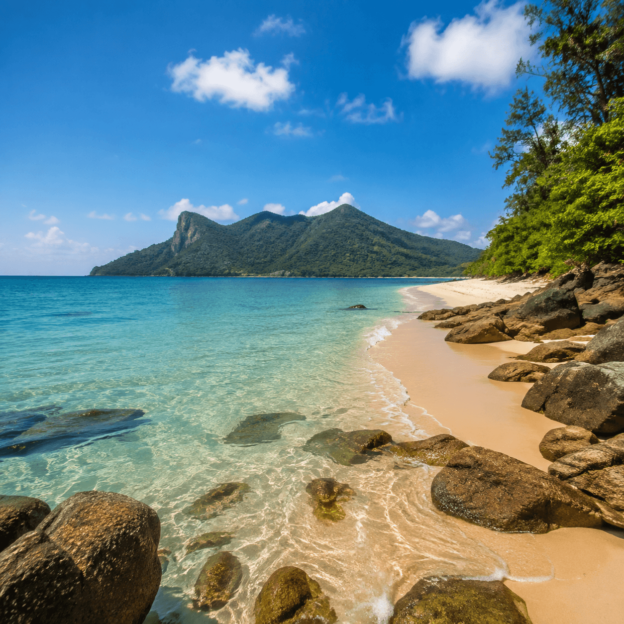 Photorealistic editorial travel photograph in Across Vietnam. Subject: Photorealistic editorial travel photograph in Across Vietnam. Subject: Con Dao Islands: A Practical Guide for International Visit