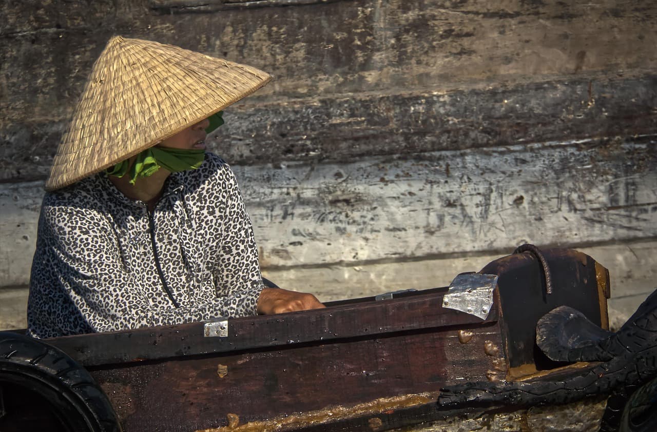 vietnamese, asian conical hat, floating market, wooden boat, sightseeing, attraction, hot spot, tourist, cai rang